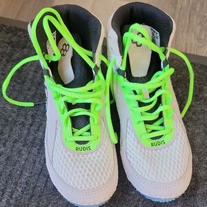 Men's Rudis Wrestling Shoes - White and Neon Green